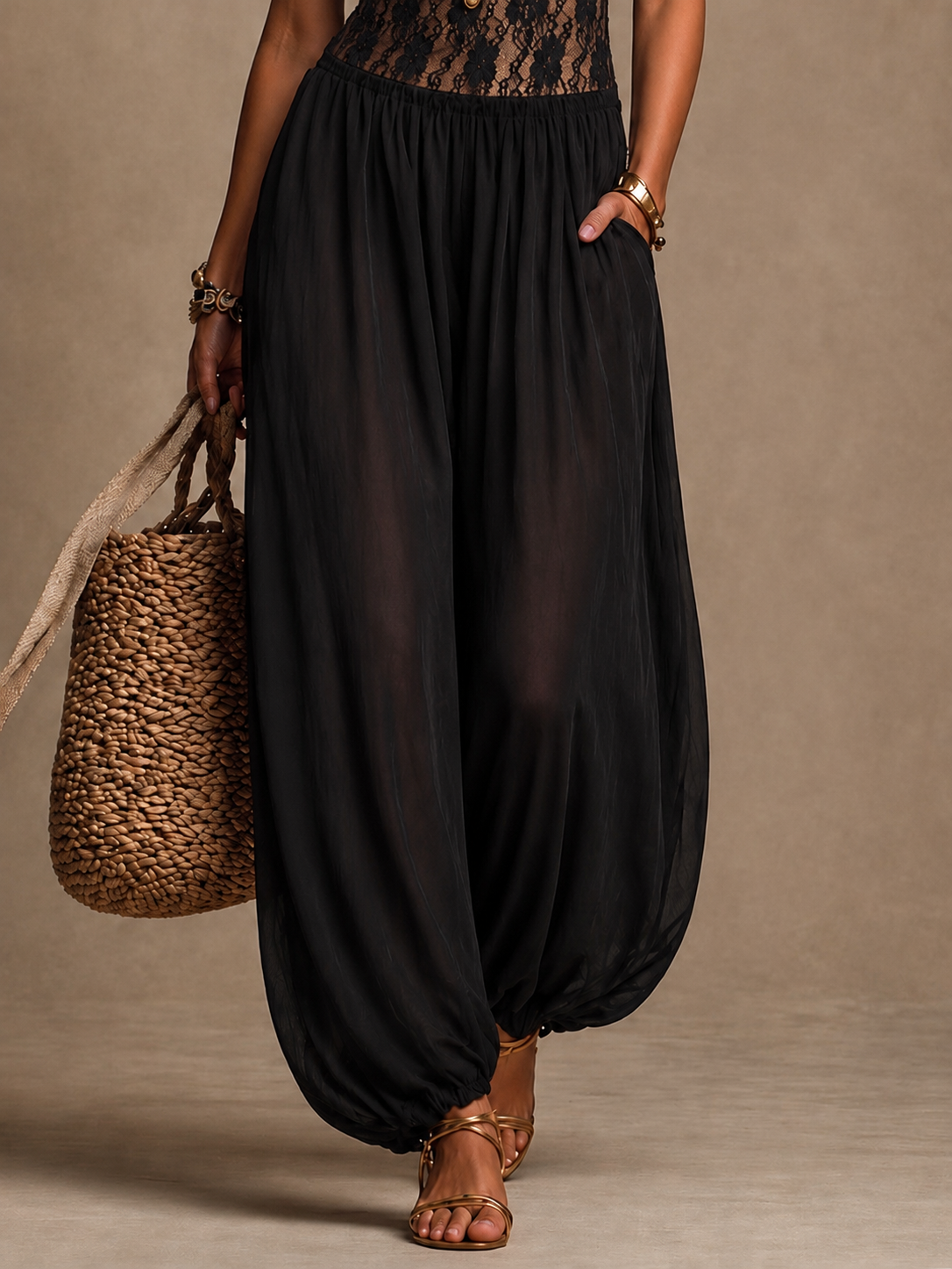 Brielle – Flowing Lace Halter Jumpsuit
