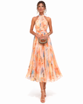Aurora | Halter Neck Dress with Watercolor Print