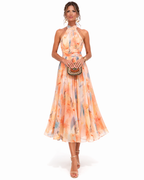 Aurora | Halter Neck Dress with Watercolor Print