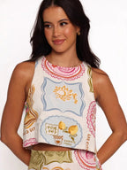 Retro Linen Vest & Shorts  Set