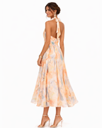 Aurora | Halter Neck Dress with Watercolor Print