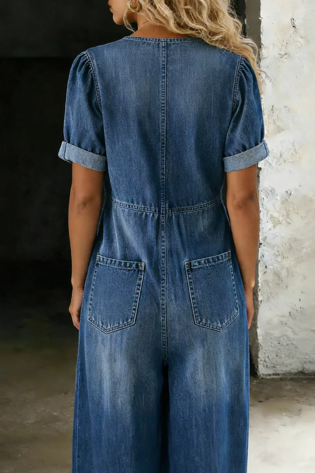 Mamma Mia Short Sleeve Denim Jumpsuit