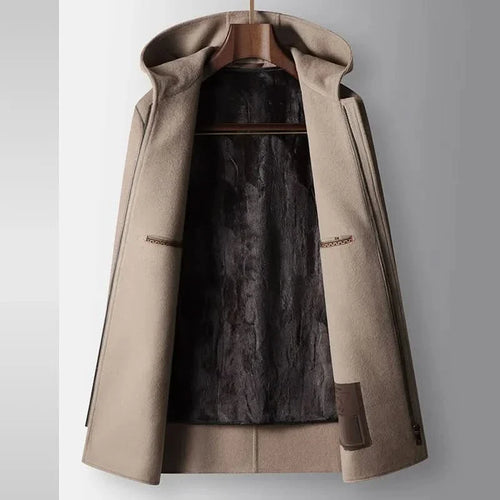 100% WOOLEN HOODED COAT