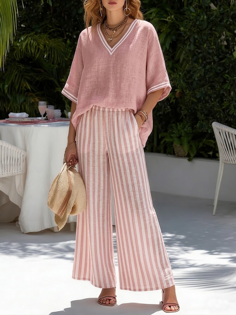Alira Striped Linen Duo Set